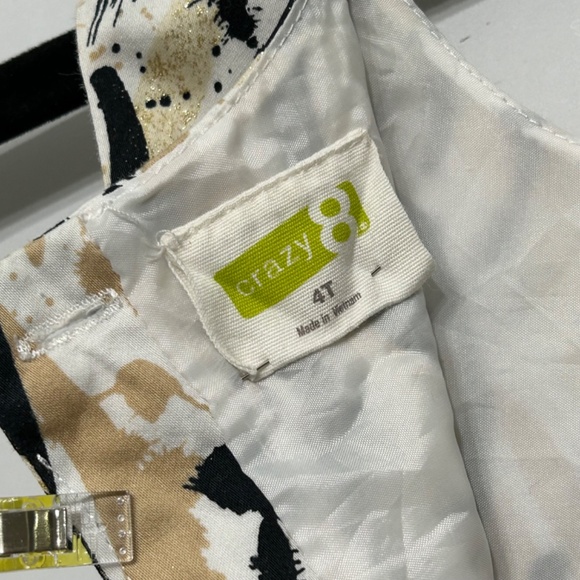 Girl's elegant dress, brush print in colors black, beige and gold - Picture 3 of 12